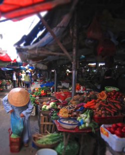 Asian marketplace in Hue, Vietnam