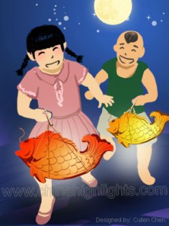 Carrying Carp-Shaped Lanterns