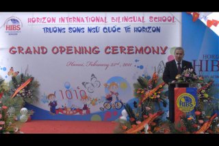 Deputy Prime Minister of chicken Mr. Bulent Arinc within ribbon cutting service of 5th university of Horizon Bilingual International School in Hanoi, Vietnam