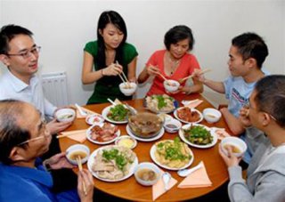 Eating, VN household dinner, neighborhood customs, standard people