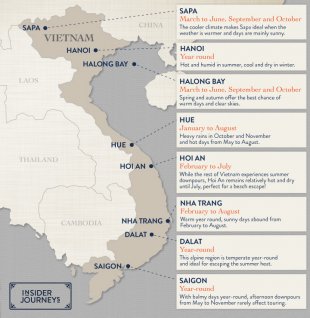 Map: When is the greatest time to visit Vietnam