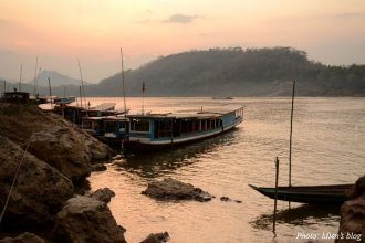 Sunset on Mekong river in Luang Prabang