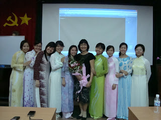 Ao Dai in Vietnamese college. Students with Aodai