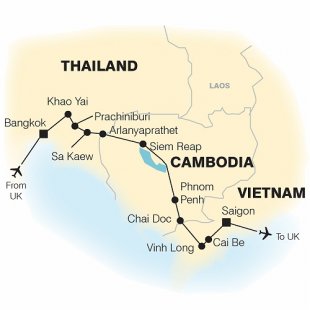 South East Asia Cycle Bangkok to Saigon Trip Map