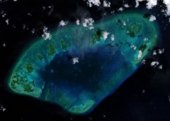 West London Reef is pictured in the South China Sea in 2015, inside handout photo provided by CSIS Asia Maritime Transparency Initiative/DigitalGlobe. REUTERS/CSIS Asia Maritime Transparency Initiative/DigitalGlobe/Handout via Reuters